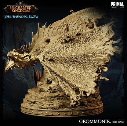 Shadow Dragon Grommonir | Uncharted Kingdoms | TTRPG D&D Miniature | Primal Collectibles