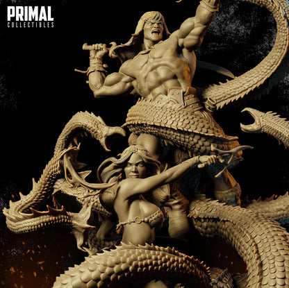 The Barbarian Diorama | Display Scale | TTRPG D&D Miniature | Primal Collectibles