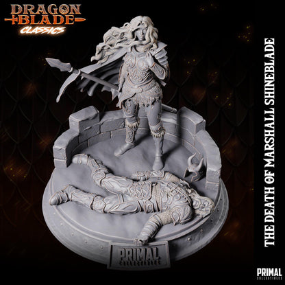 Dragonblade Classics, The Death of Marshall Shineblade | Display Scale | TTRPG D&D Miniature | Primal Collectibles