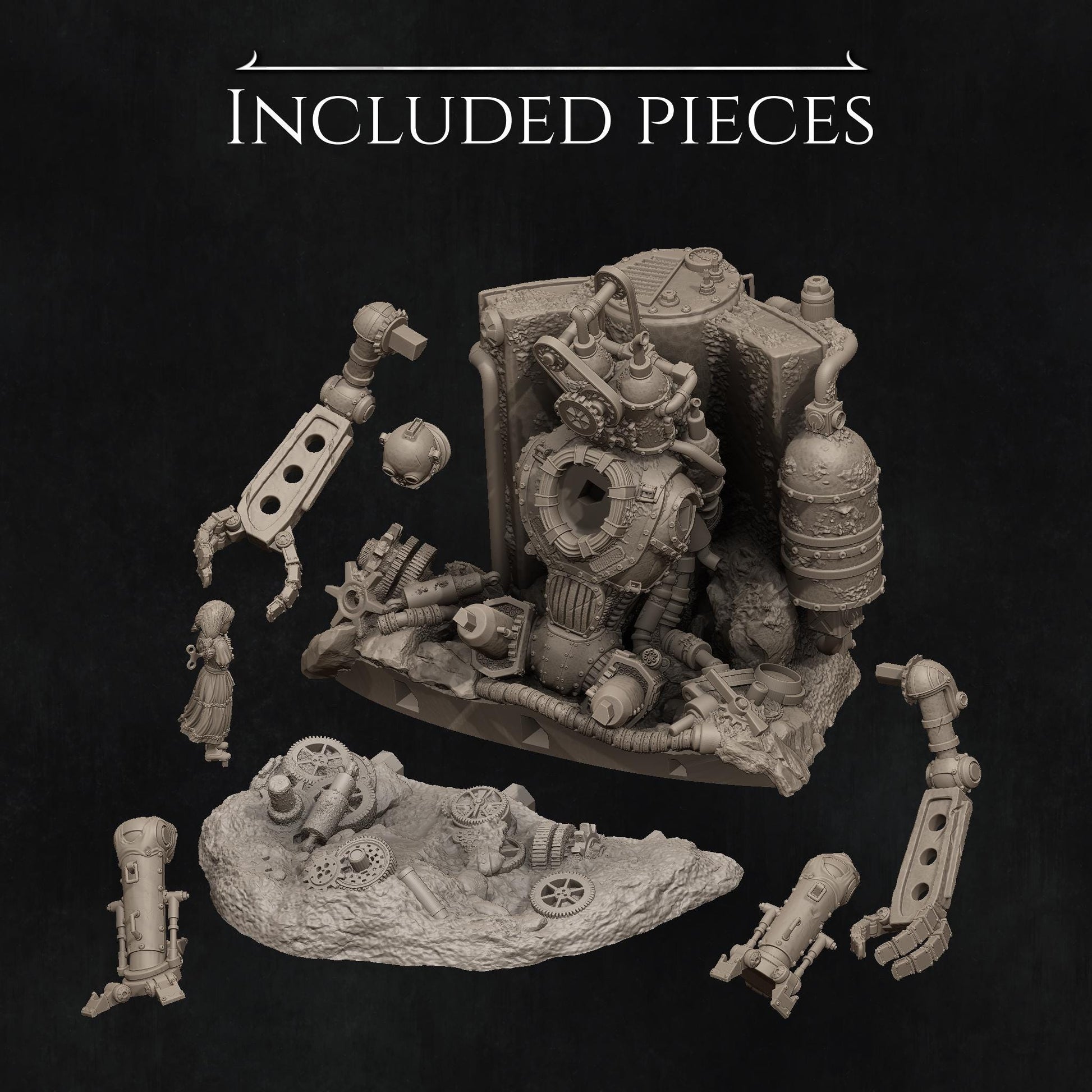 Abandoned Robot Diorama | Garage Resin Kit Statue | D&D TTRPG Fantasy Miniature | Nerikson