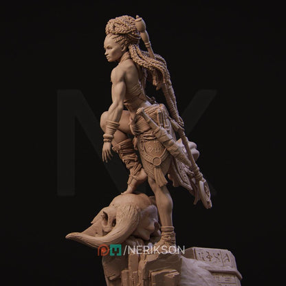 Elzebe, African Warrior Queen | Garage Resin Kit Statue | D&D TTRPG Fantasy Miniature | Nerikson