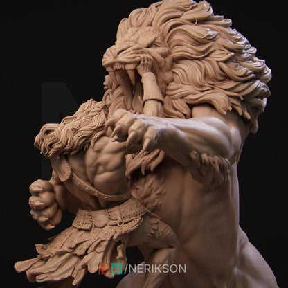 Heracles and Nemean Lion, Greek Mythology | Garage Resin Kit Statue | D&D TTRPG Fantasy Miniature | Nerikson