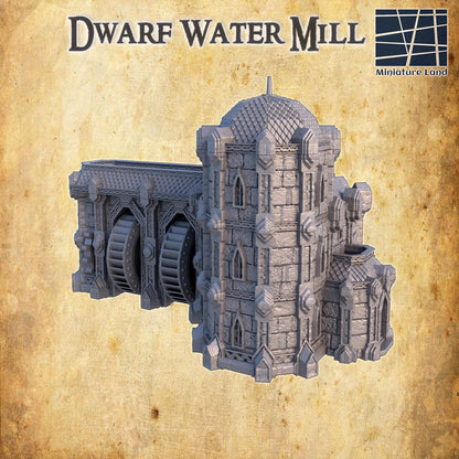 Dwarf Watermill | 28mm Scale Model Terrain | D&D TTRPG Playable 3D Printed Building | MiniatureLand