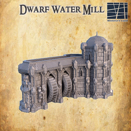 Dwarf Watermill | 28mm Scale Model Terrain | D&D TTRPG Playable 3D Printed Building | MiniatureLand