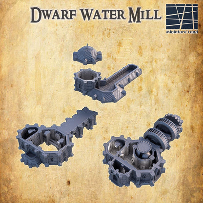 Dwarf Watermill | 28mm Scale Model Terrain | D&D TTRPG Playable 3D Printed Building | MiniatureLand