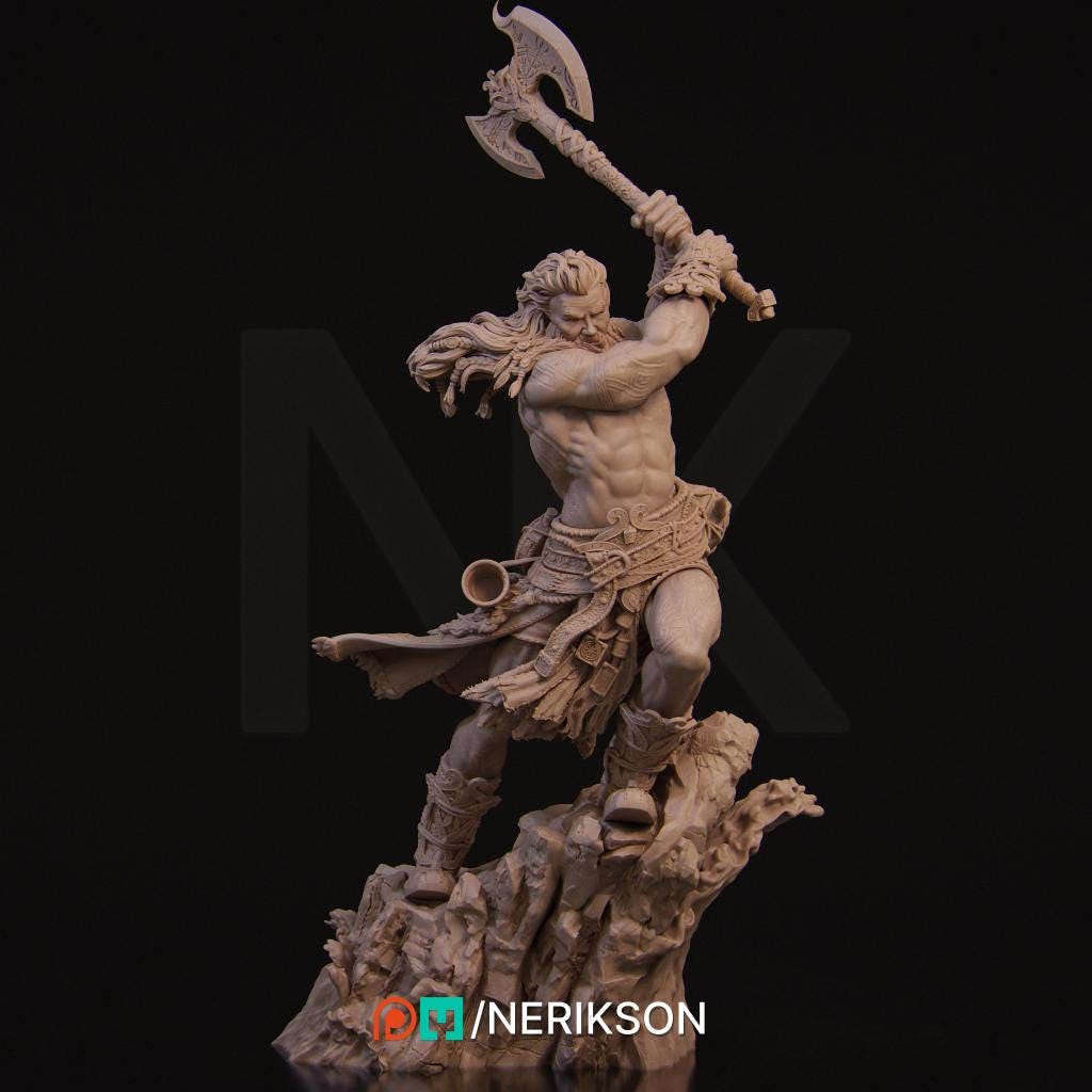 Ivar The Runic Warrior | Garage Resin Kit Statue | D&D TTRPG Fantasy Miniature | Nerikson