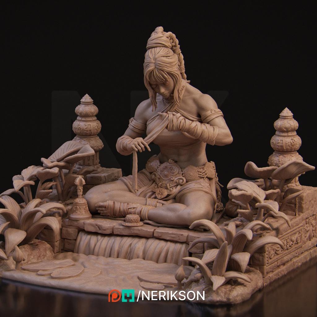 Jingwei the Monk | Garage Resin Kit Statue | D&D TTRPG Fantasy Miniature | Nerikson