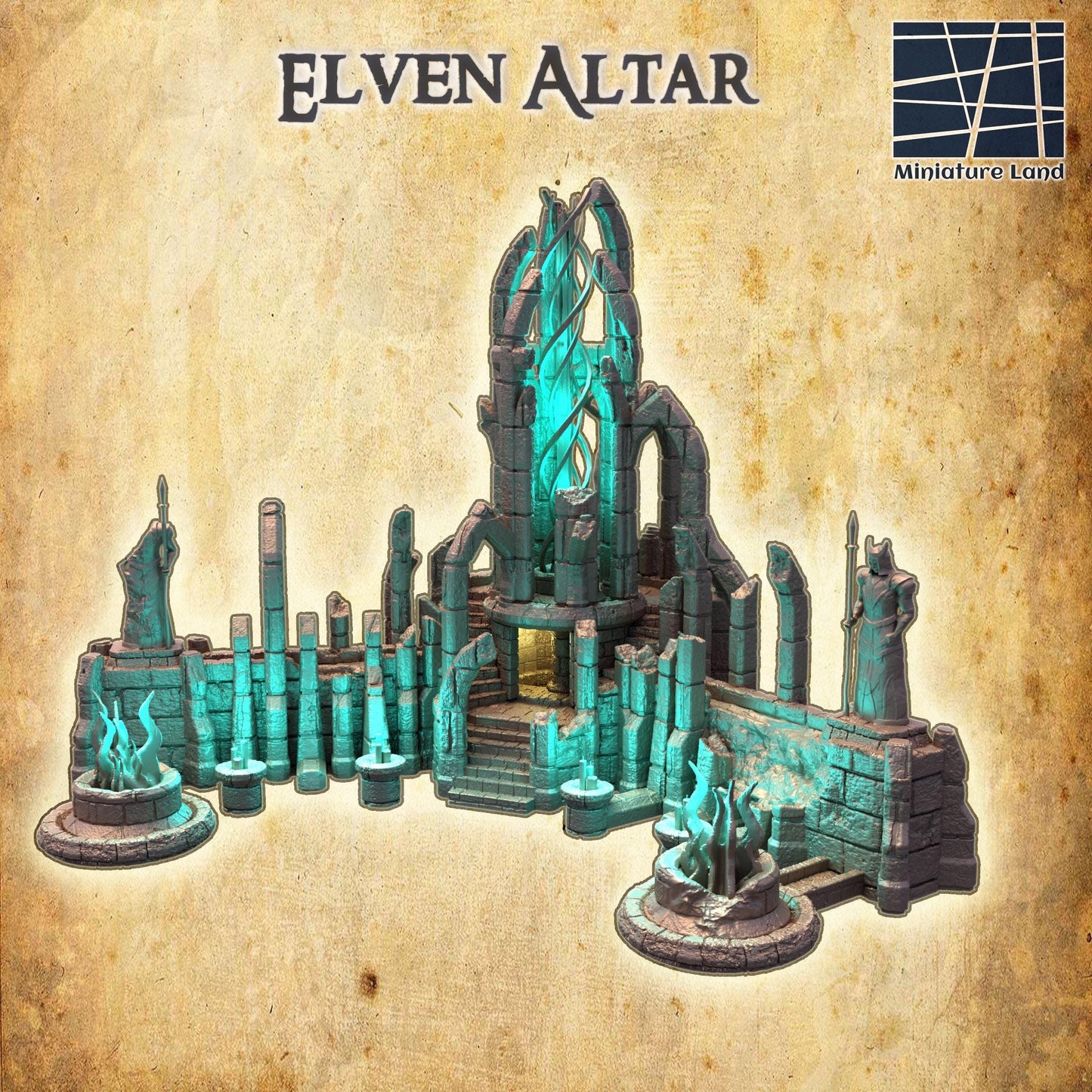 Elven Altar | 28mm Scale Model Terrain | D&D TTRPG Playable 3D Printed Building | MiniatureLand