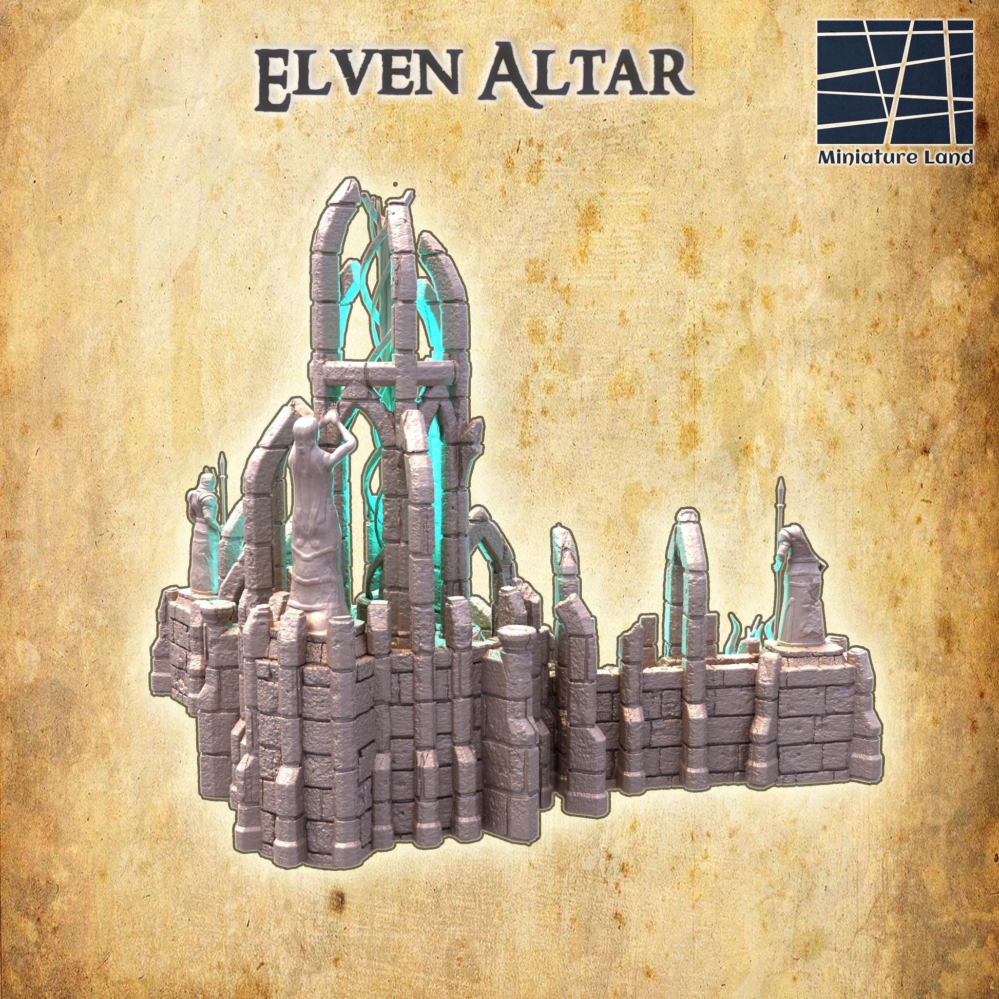 Elven Altar | 28mm Scale Model Terrain | D&D TTRPG Playable 3D Printed Building | MiniatureLand
