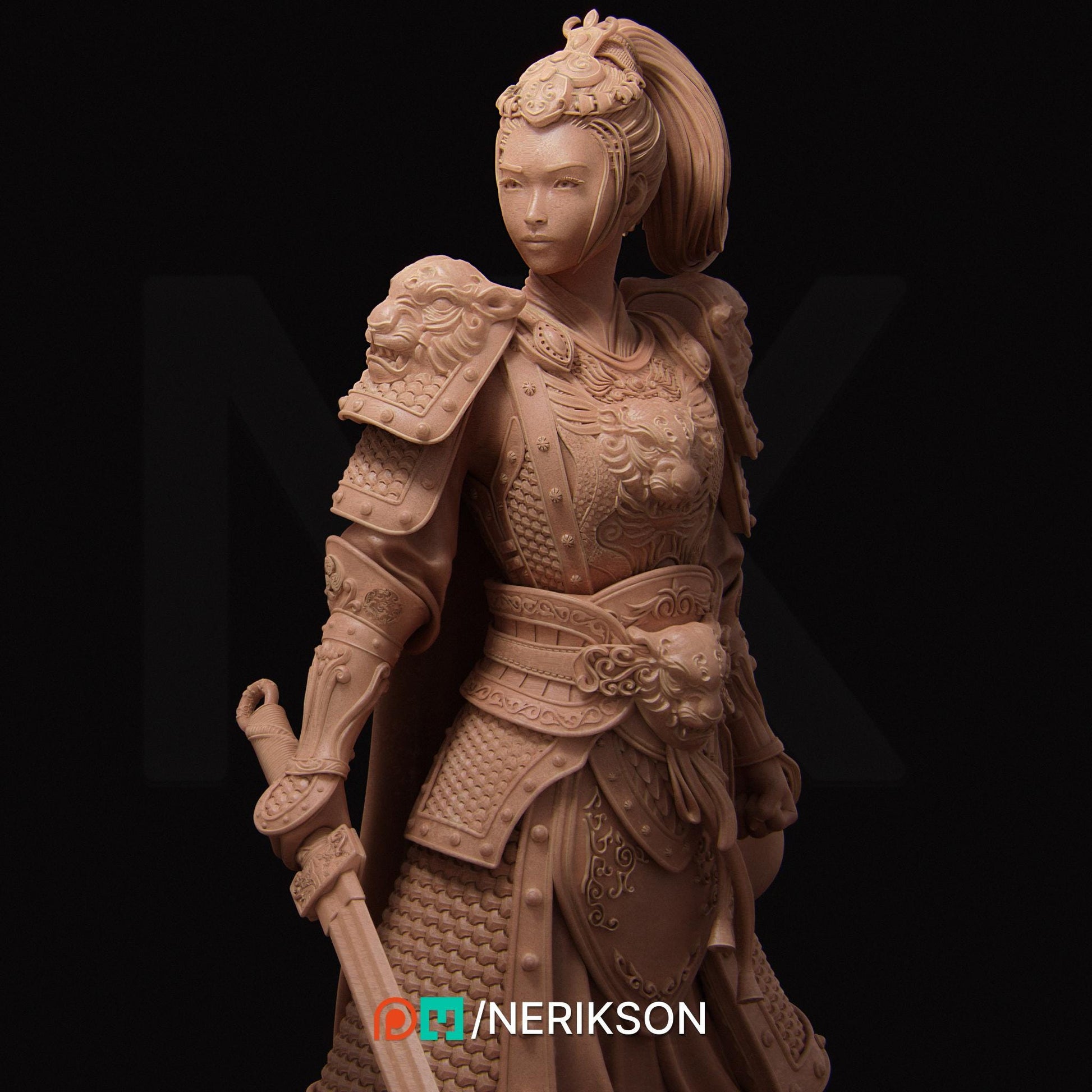 Kwan Yen the Warrior of the Tiger, Standalone and Bust Versions | Garage Resin Kit Statue | D&D TTRPG Fantasy Miniature | Nerikson