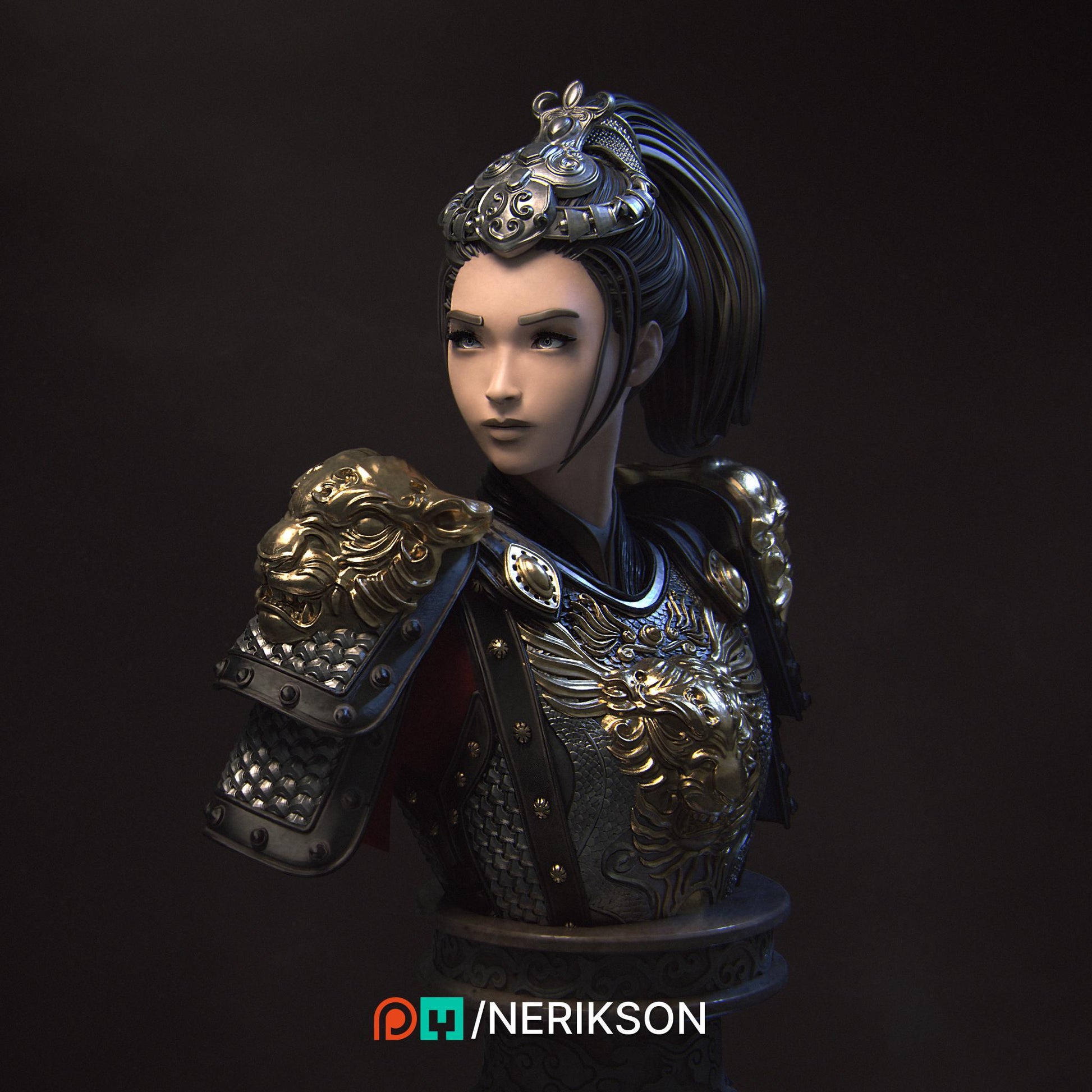Kwan Yen the Warrior of the Tiger, Standalone and Bust Versions | Garage Resin Kit Statue | D&D TTRPG Fantasy Miniature | Nerikson