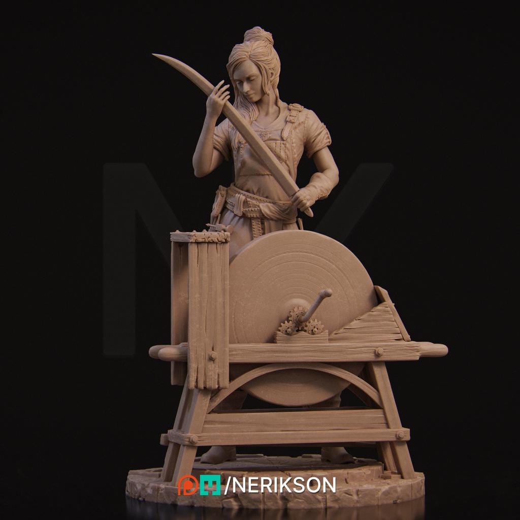 Lara the Blacksmith, Standalone and Bust | Garage Resin Kit Statue | D&D TTRPG Fantasy Miniature | Nerikson