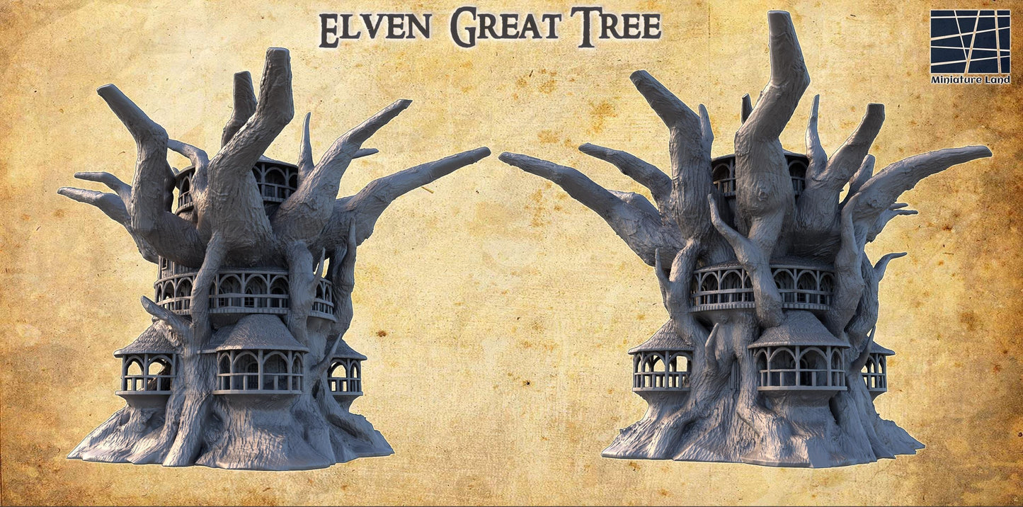 Elven Great Tree | 28mm Scale Model Terrain | D&D TTRPG Playable 3D Printed Building | MiniatureLand