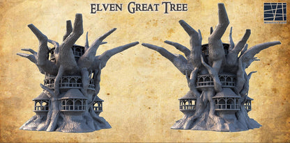 Elven Great Tree | 28mm Scale Model Terrain | D&D TTRPG Playable 3D Printed Building | MiniatureLand