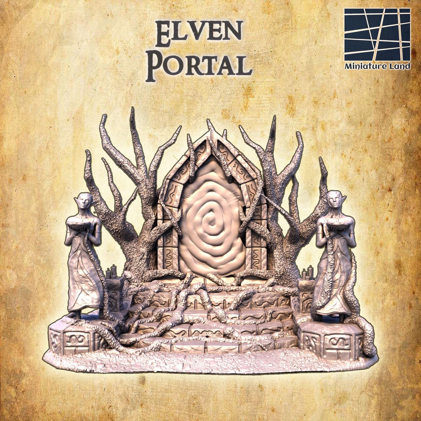 Elven Portal | 28mm Scale Model Terrain | D&D TTRPG Playable 3D Printed Building | MiniatureLand