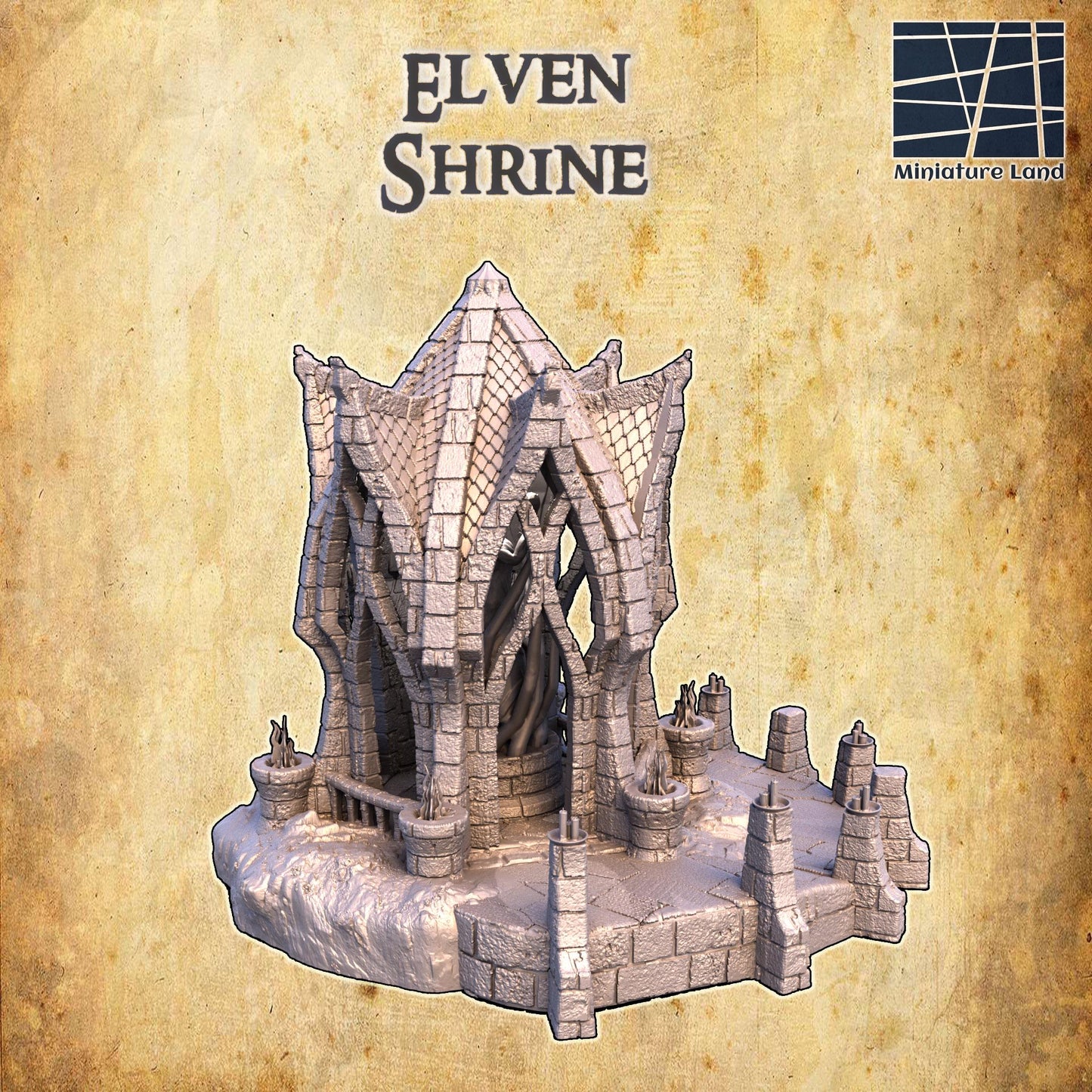 Elven Shrine | 28mm Scale Model Terrain | D&D TTRPG Playable 3D Printed Building | MiniatureLand