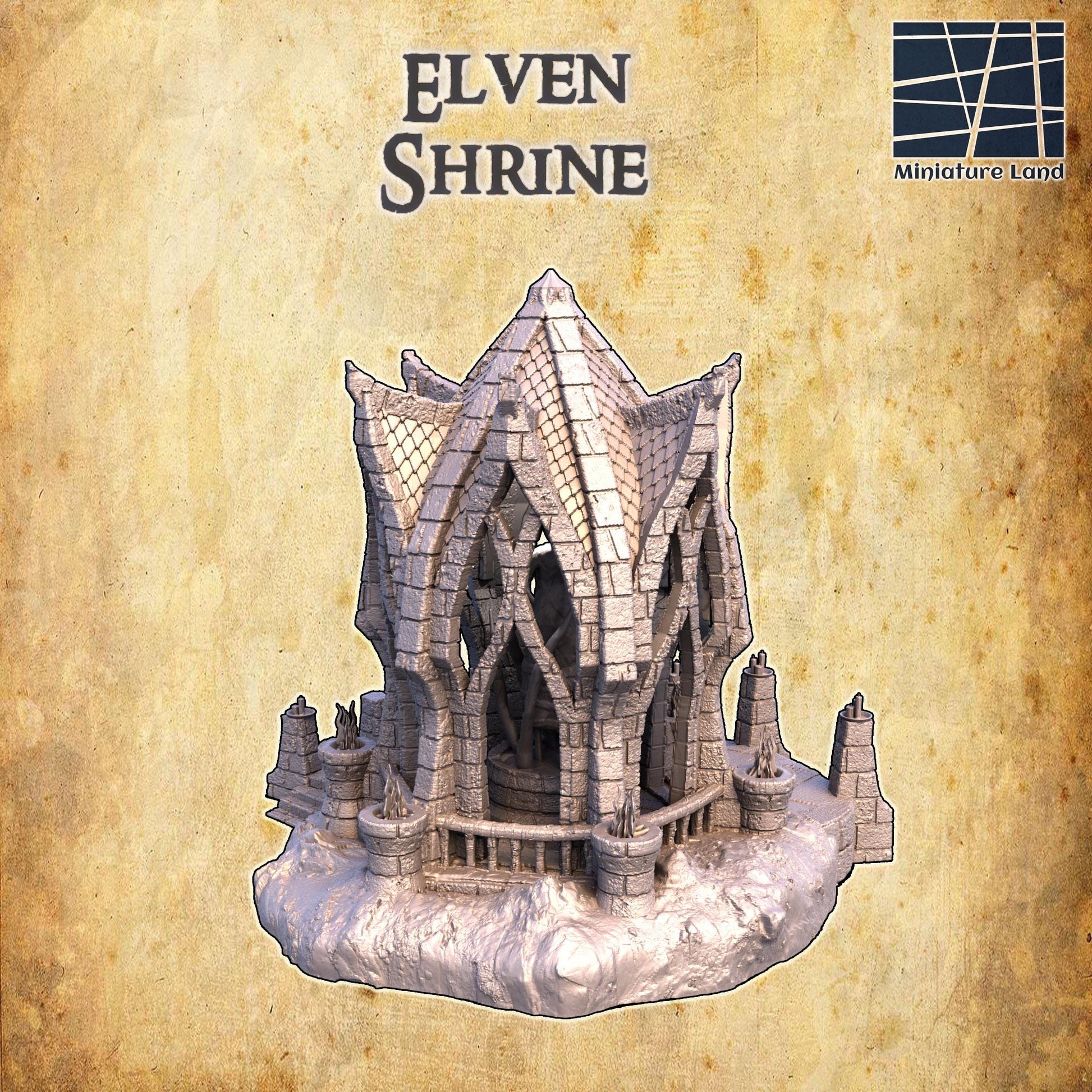 Elven Shrine | 28mm Scale Model Terrain | D&D TTRPG Playable 3D Printed Building | MiniatureLand