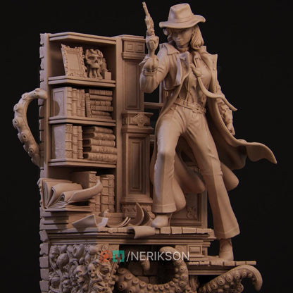 Laura the Detective, Full Diorama | Garage Resin Kit Statue | D&D TTRPG Fantasy Miniature | Nerikson