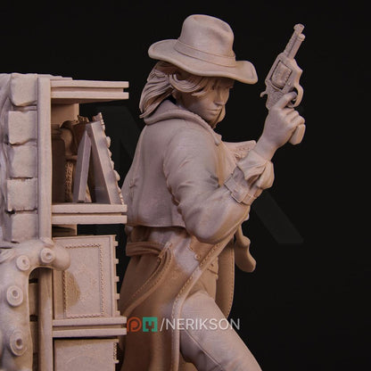 Laura the Detective, Full Diorama | Garage Resin Kit Statue | D&D TTRPG Fantasy Miniature | Nerikson