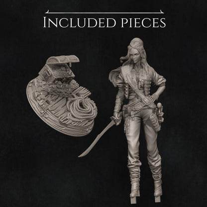 Mariana the Pirate | Garage Resin Kit Statue | D&D TTRPG Fantasy Miniature | Nerikson