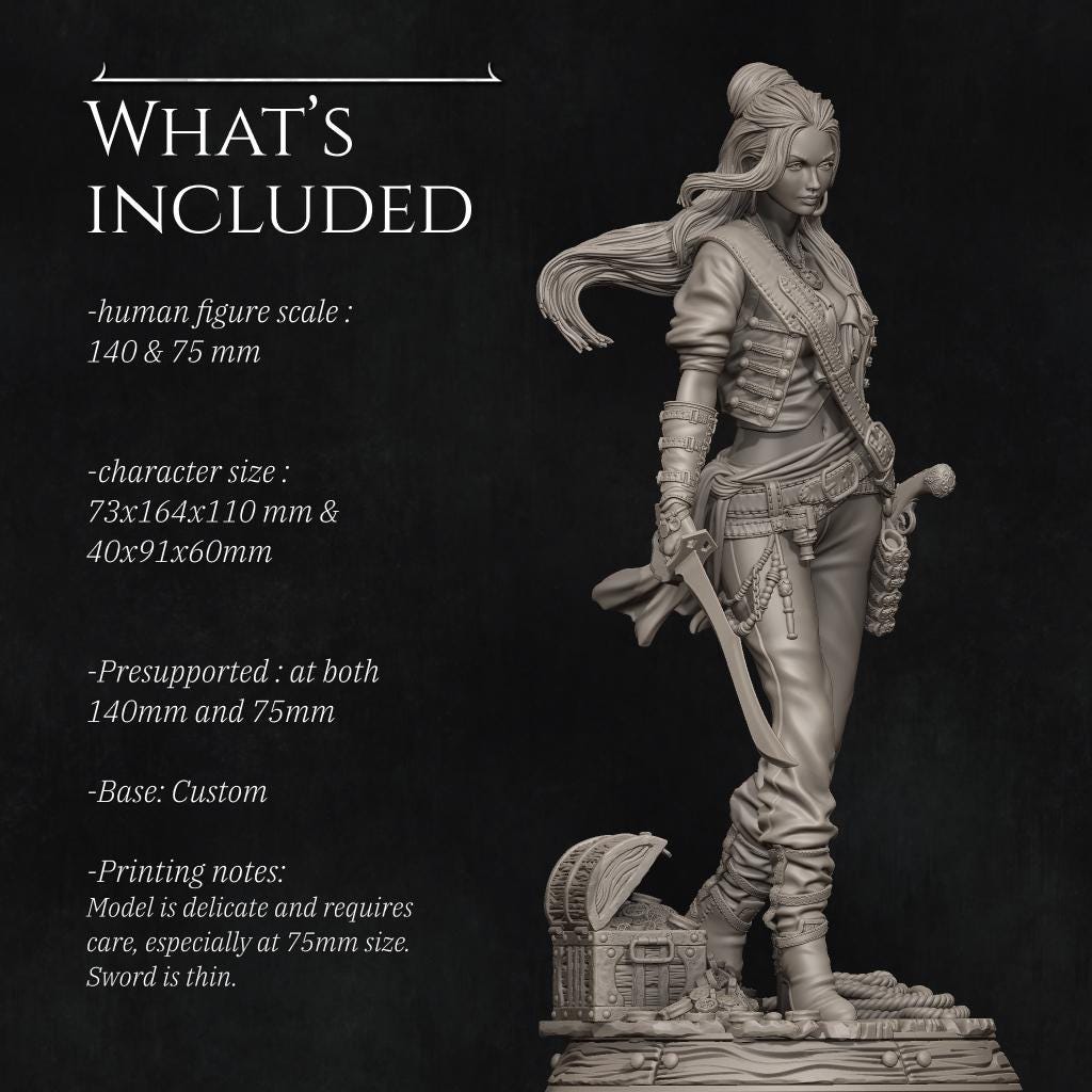 Mariana the Pirate | Garage Resin Kit Statue | D&D TTRPG Fantasy Miniature | Nerikson