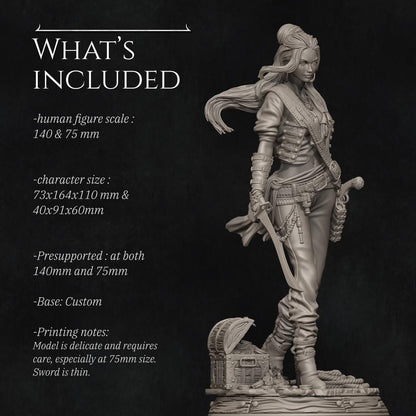 Mariana the Pirate | Garage Resin Kit Statue | D&D TTRPG Fantasy Miniature | Nerikson
