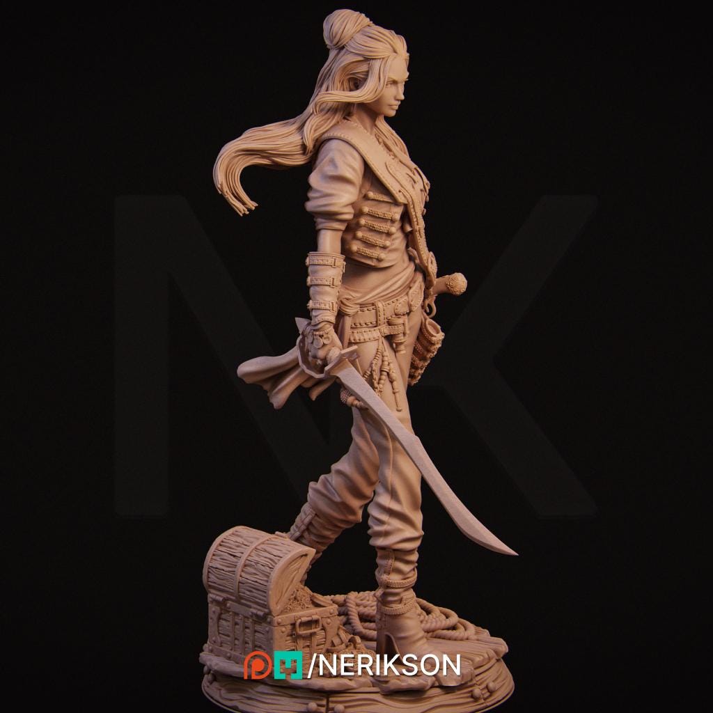 Mariana the Pirate | Garage Resin Kit Statue | D&D TTRPG Fantasy Miniature | Nerikson