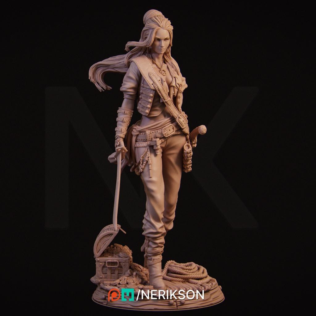 Mariana the Pirate | Garage Resin Kit Statue | D&D TTRPG Fantasy Miniature | Nerikson