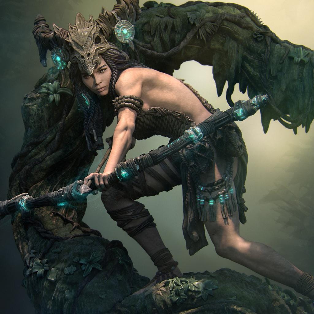 Meabh the Wild Ranger | Garage Resin Kit Statue | D&D TTRPG Fantasy Miniature | Nerikson