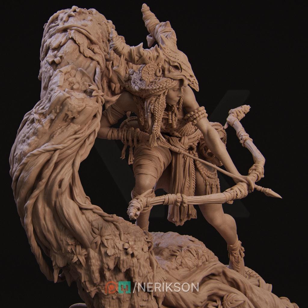 Meabh the Wild Ranger | Garage Resin Kit Statue | D&D TTRPG Fantasy Miniature | Nerikson