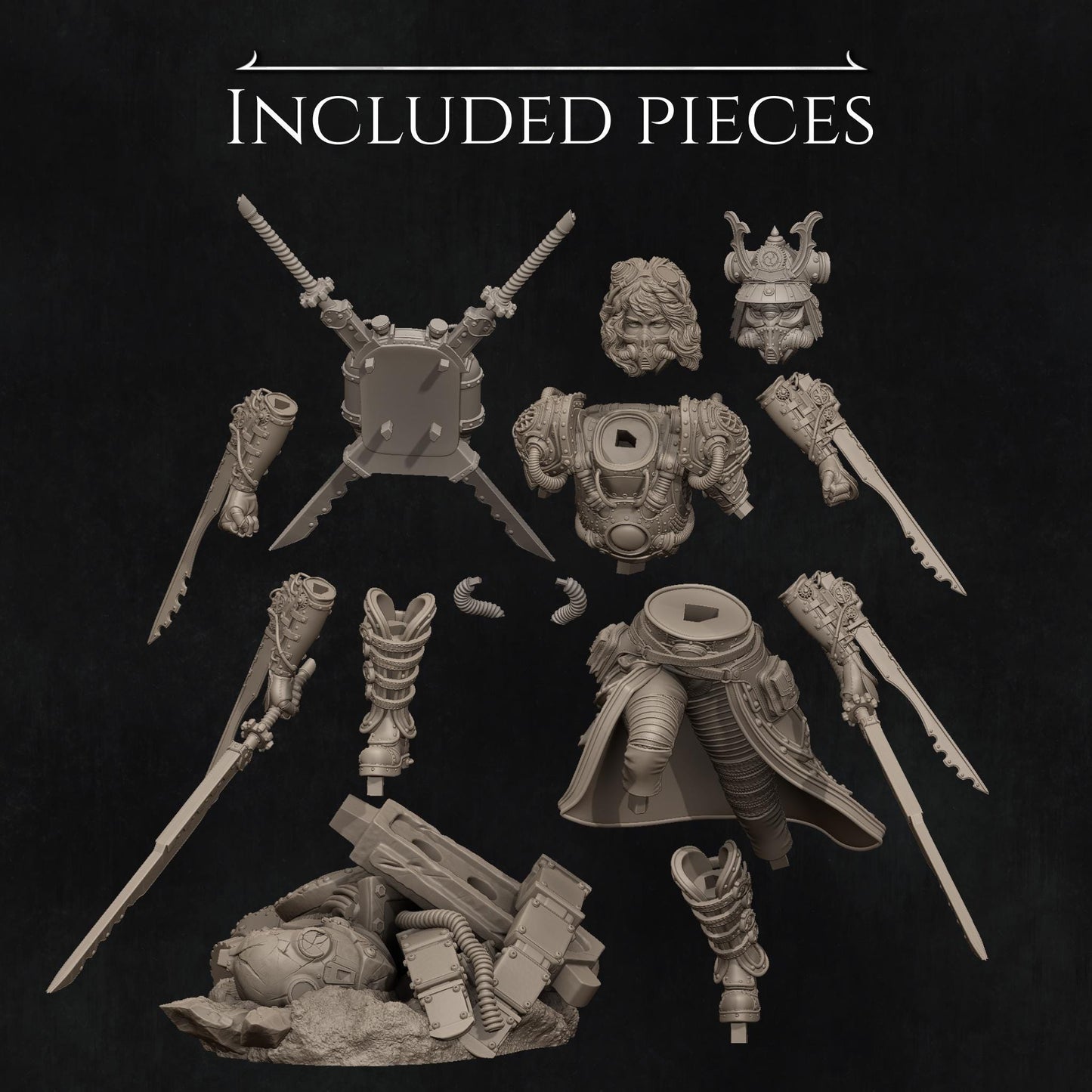 Naojiri the Steampunk Samurai | Garage Resin Kit Statue | D&D TTRPG Fantasy Miniature | Nerikson