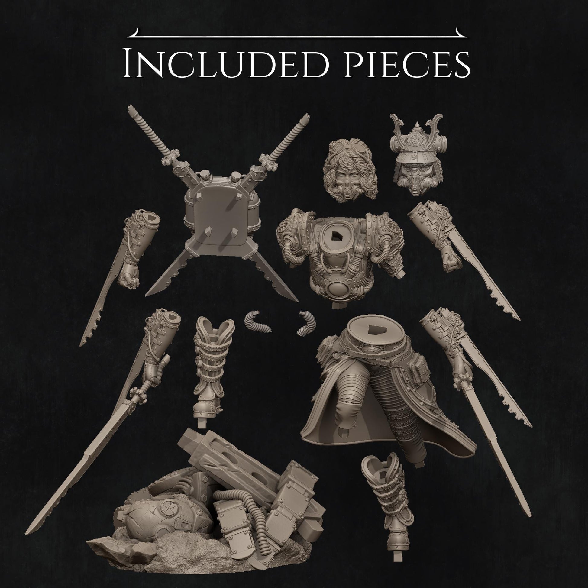 Naojiri the Steampunk Samurai | Garage Resin Kit Statue | D&D TTRPG Fantasy Miniature | Nerikson