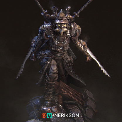 Naojiri the Steampunk Samurai | Garage Resin Kit Statue | D&D TTRPG Fantasy Miniature | Nerikson