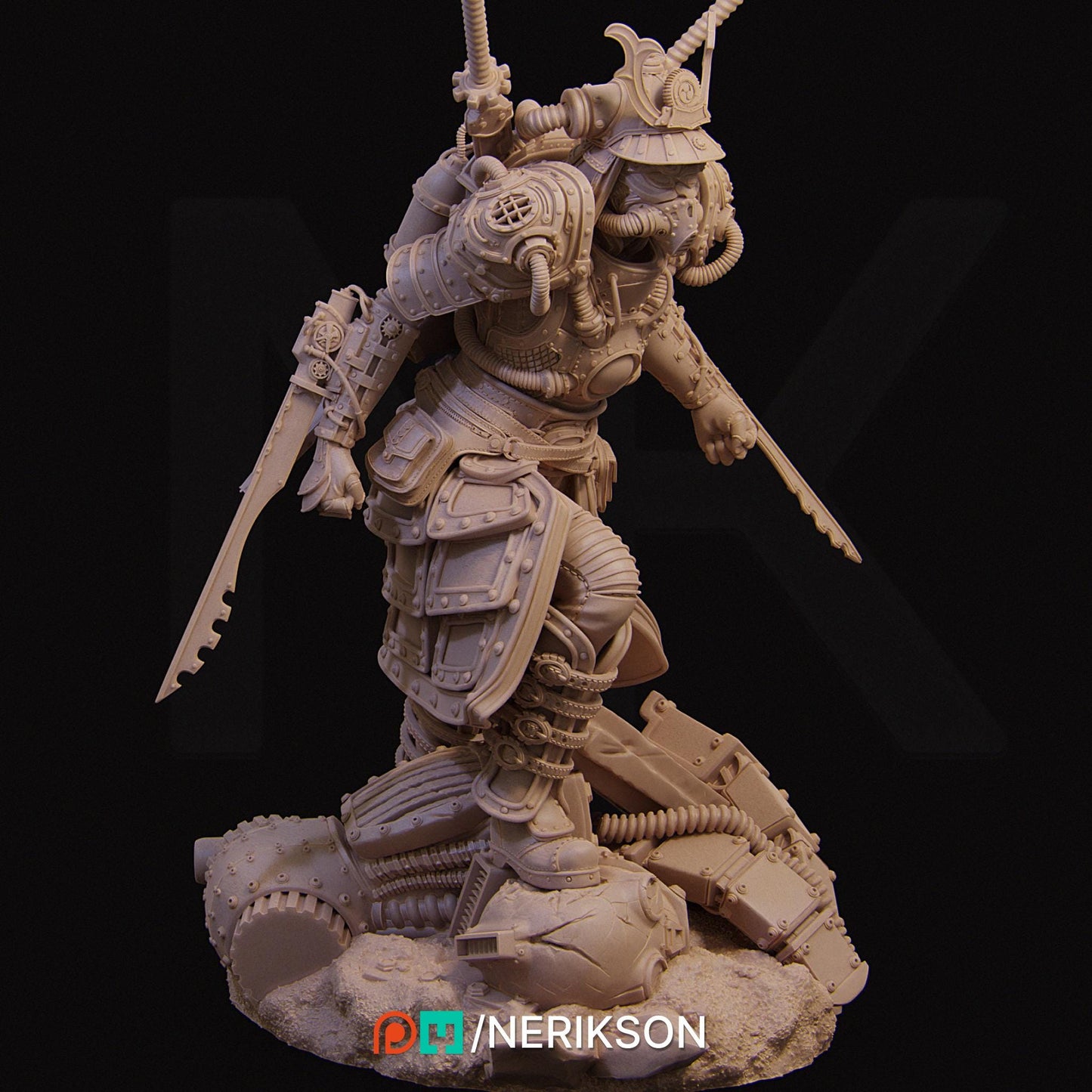 Naojiri the Steampunk Samurai | Garage Resin Kit Statue | D&D TTRPG Fantasy Miniature | Nerikson
