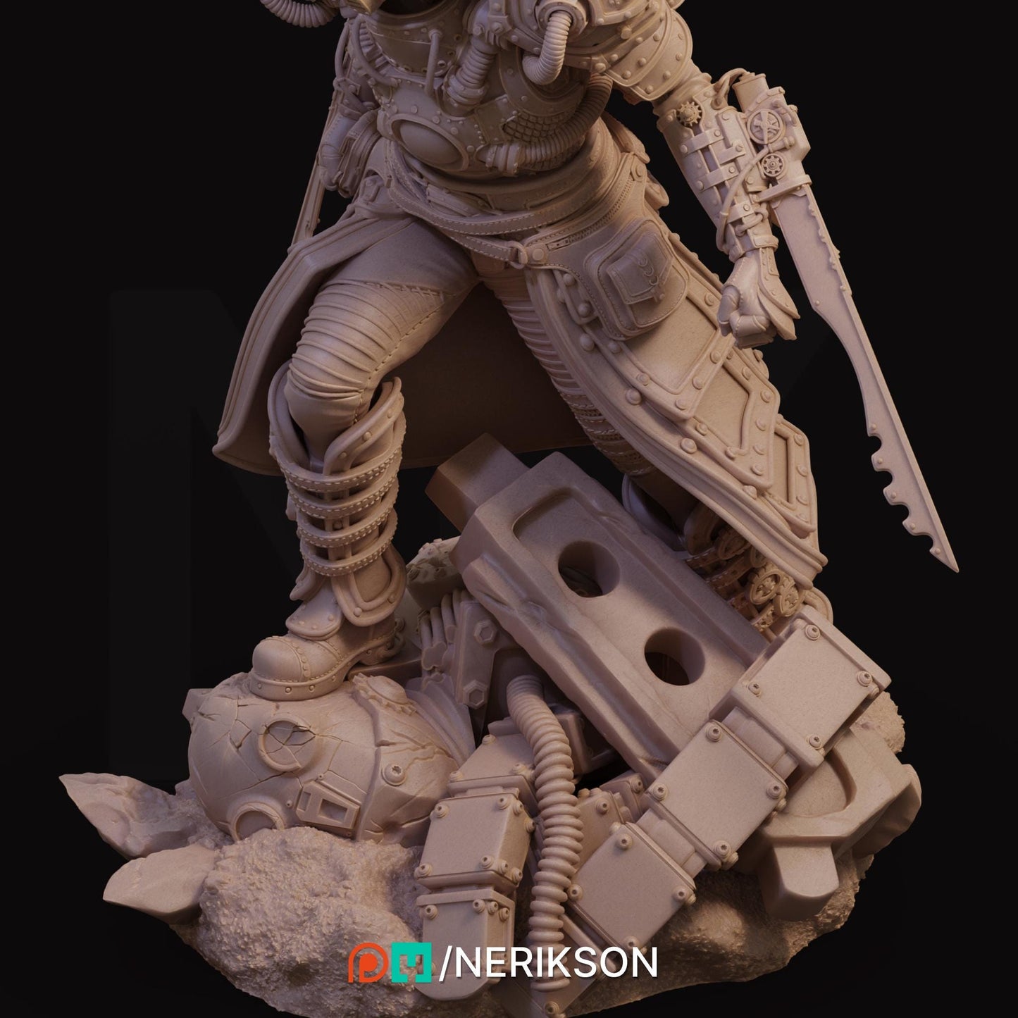Naojiri the Steampunk Samurai | Garage Resin Kit Statue | D&D TTRPG Fantasy Miniature | Nerikson
