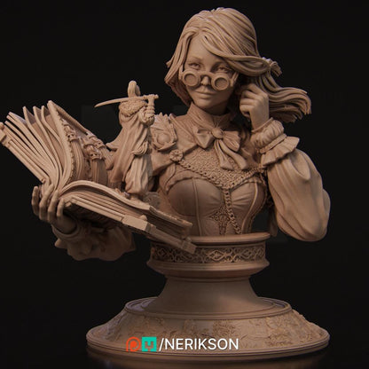Orinthia the Magical Librarian | Garage Resin Kit Statue | D&D TTRPG Fantasy Miniature | Nerikson