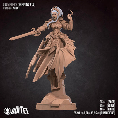 Vampire Witch | TABLETOP SCALE | D&D TTRPG Miniature | Bite the Bullet
