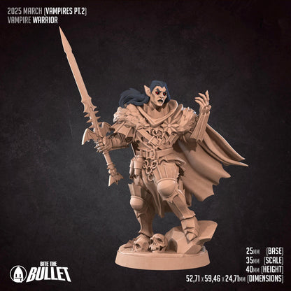 Vampire Warrior | TABLETOP SCALE | D&D TTRPG Miniature | Bite the Bullet