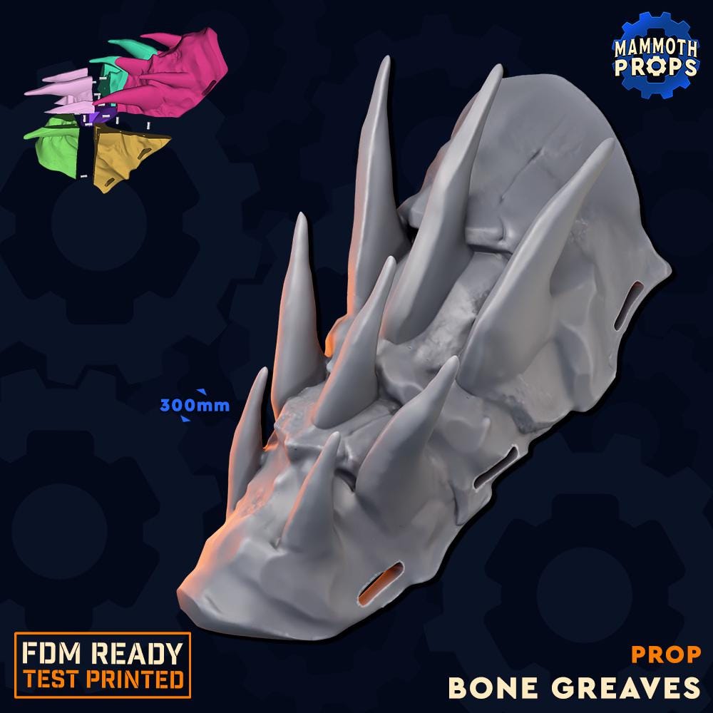 Bone Greaves | D&D Lifesize TTRPG LARP Gaming Prop | Mammoth Props