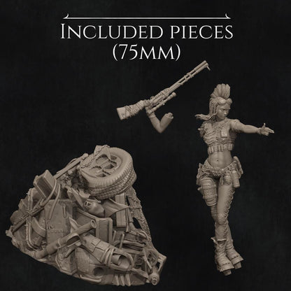 Ramona The Wasteland Warrior | Garage Resin Kit Statue | D&D TTRPG Fantasy Miniature | Nerikson
