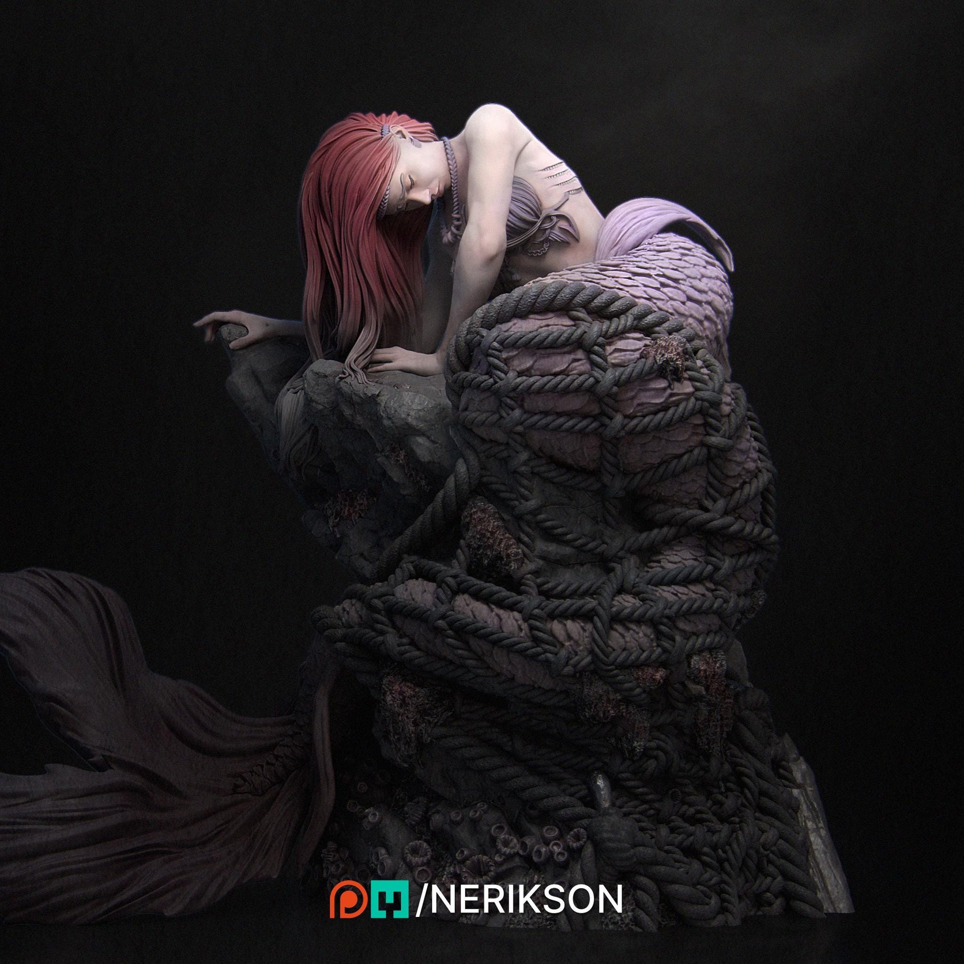 Requiem for a Dream, Captured Mermaid | Garage Resin Kit Statue | D&D TTRPG Fantasy Miniature | Nerikson