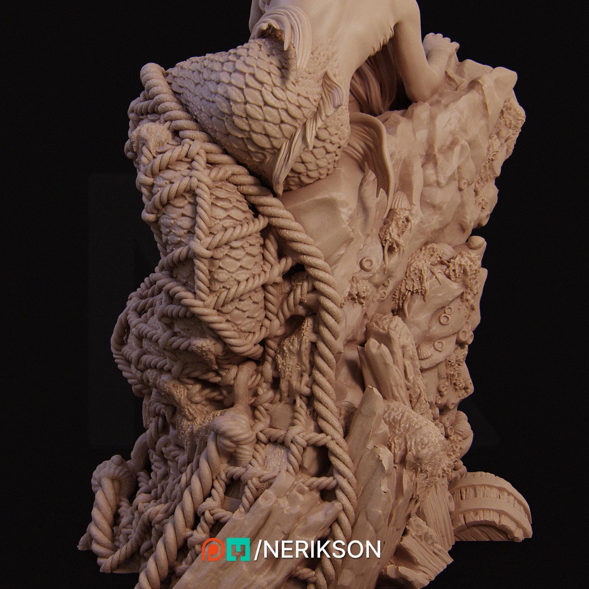 Requiem for a Dream, Captured Mermaid | Garage Resin Kit Statue | D&D TTRPG Fantasy Miniature | Nerikson