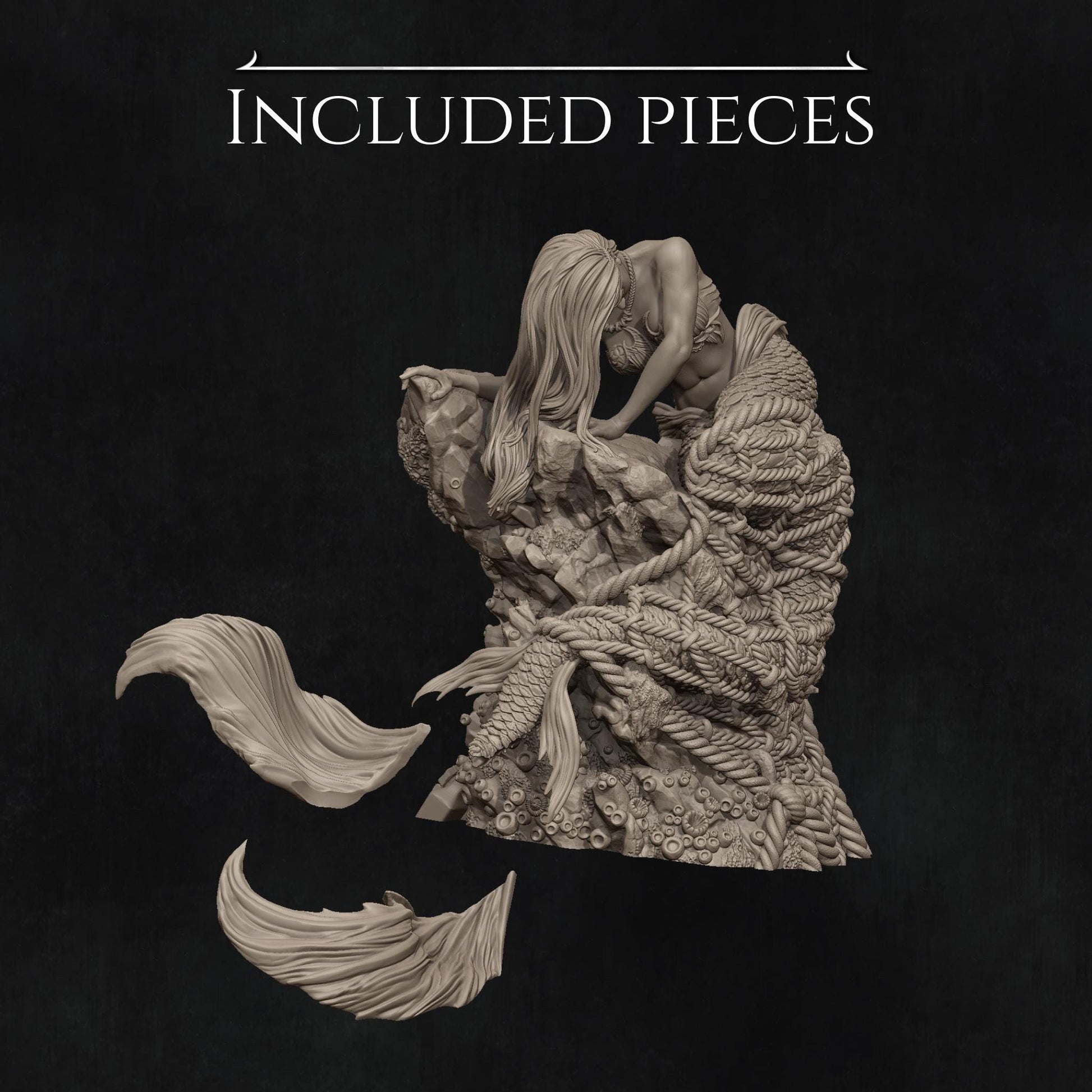 Requiem for a Dream, Captured Mermaid | Garage Resin Kit Statue | D&D TTRPG Fantasy Miniature | Nerikson