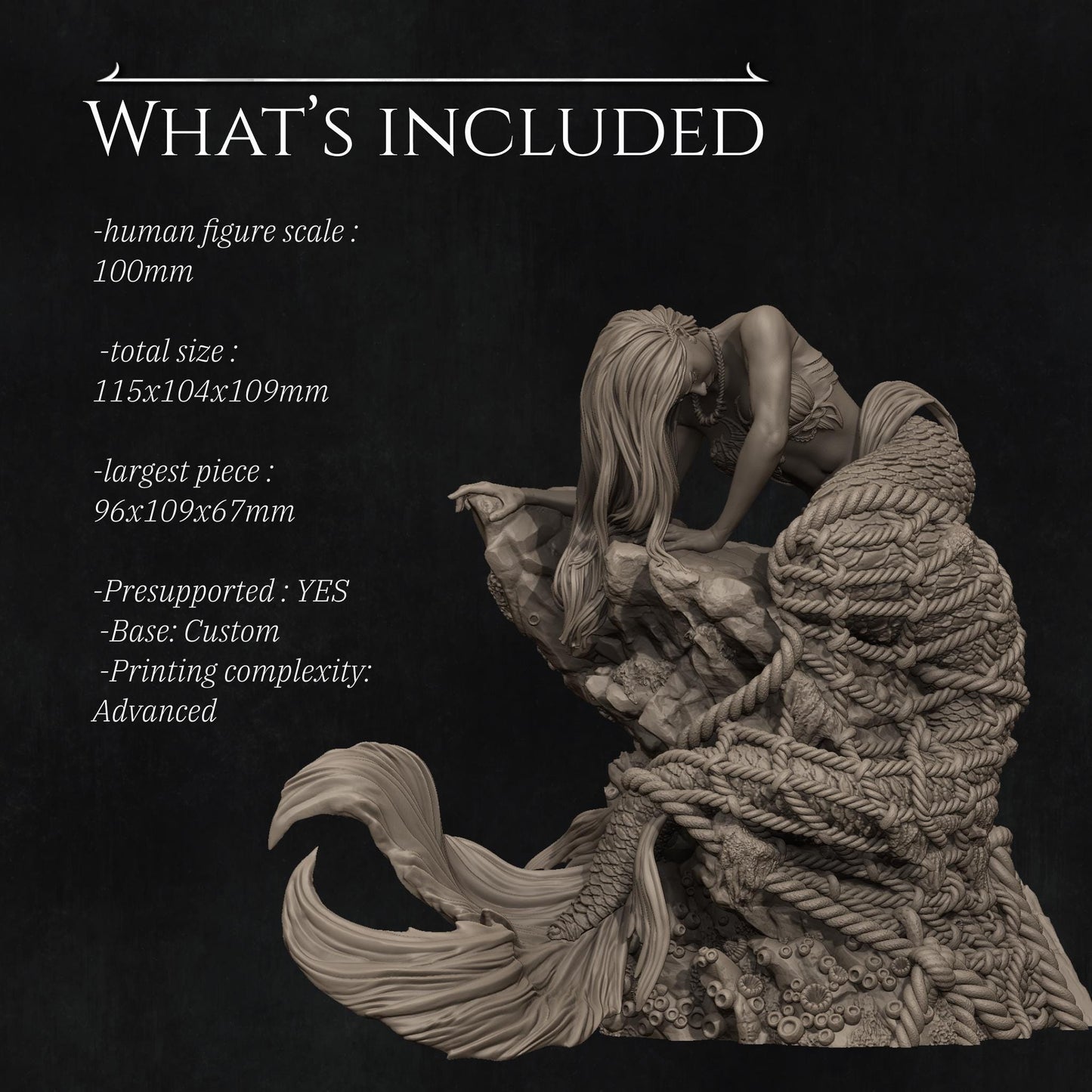 Requiem for a Dream, Captured Mermaid | Garage Resin Kit Statue | D&D TTRPG Fantasy Miniature | Nerikson