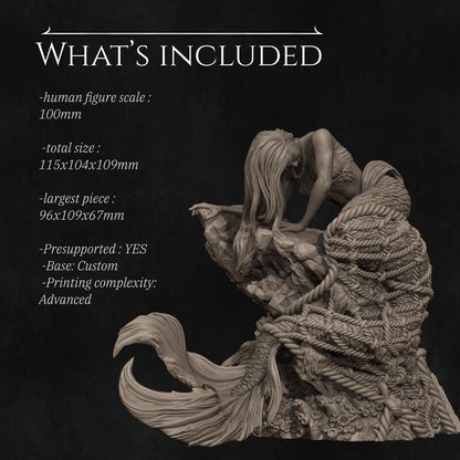 Requiem for a Dream, Captured Mermaid | Garage Resin Kit Statue | D&D TTRPG Fantasy Miniature | Nerikson