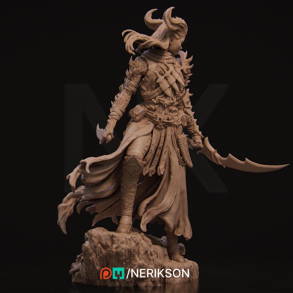 The Last Battle - Iensi the Demon Hunter Standalone | Garage Resin Kit Statue | D&D TTRPG Fantasy Miniature | Nerikson