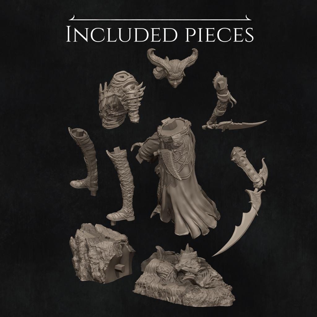 The Last Battle - Iensi the Demon Hunter Standalone | Garage Resin Kit Statue | D&D TTRPG Fantasy Miniature | Nerikson