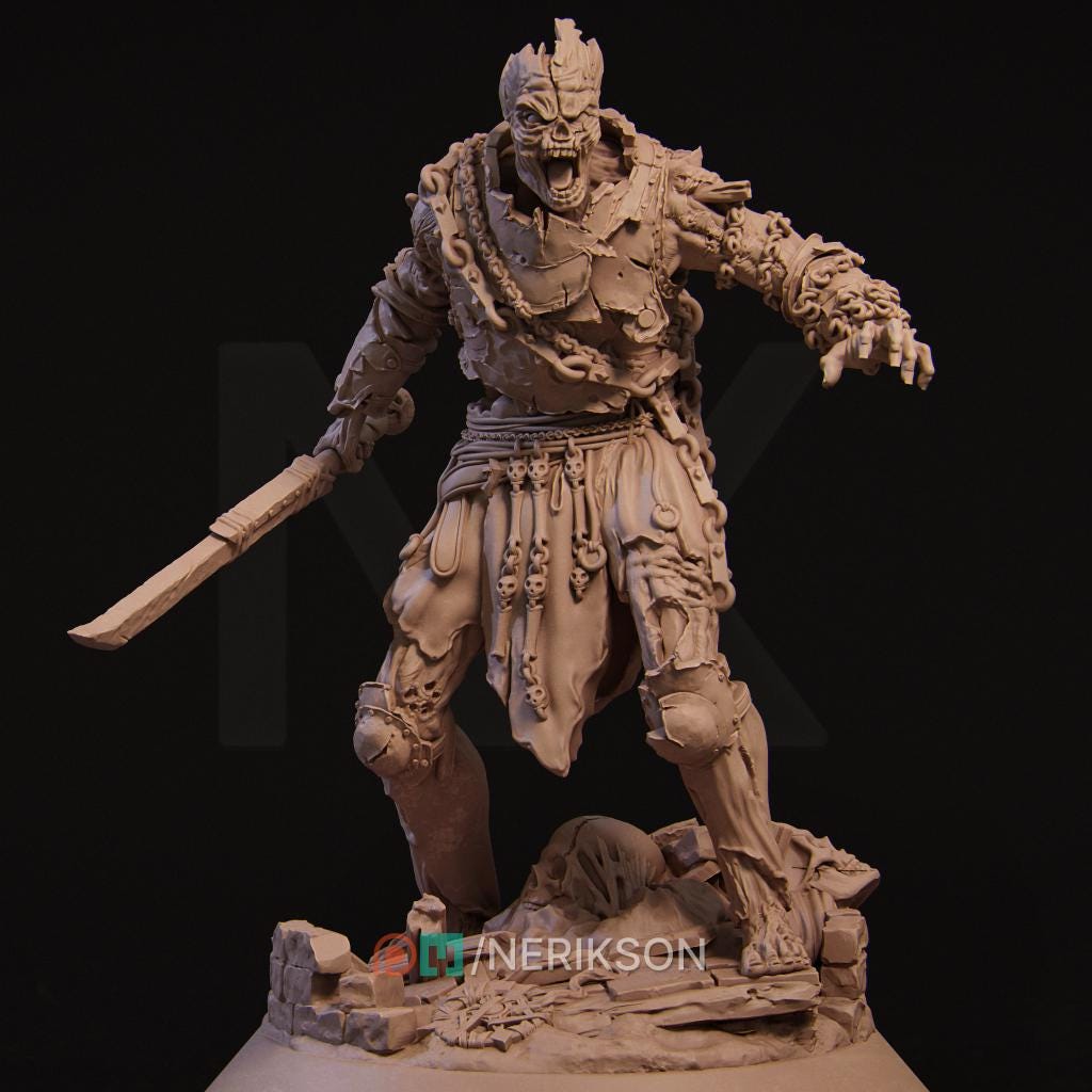 Undead Fighter | TABLETOP SCALE | D&D TTRPG Fantasy Miniature | Nerikson