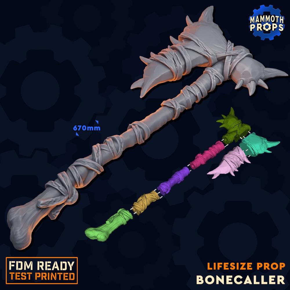 Bonecaller Axe Prop | D&D Lifesize TTRPG LARP Gaming Prop | Mammoth Props