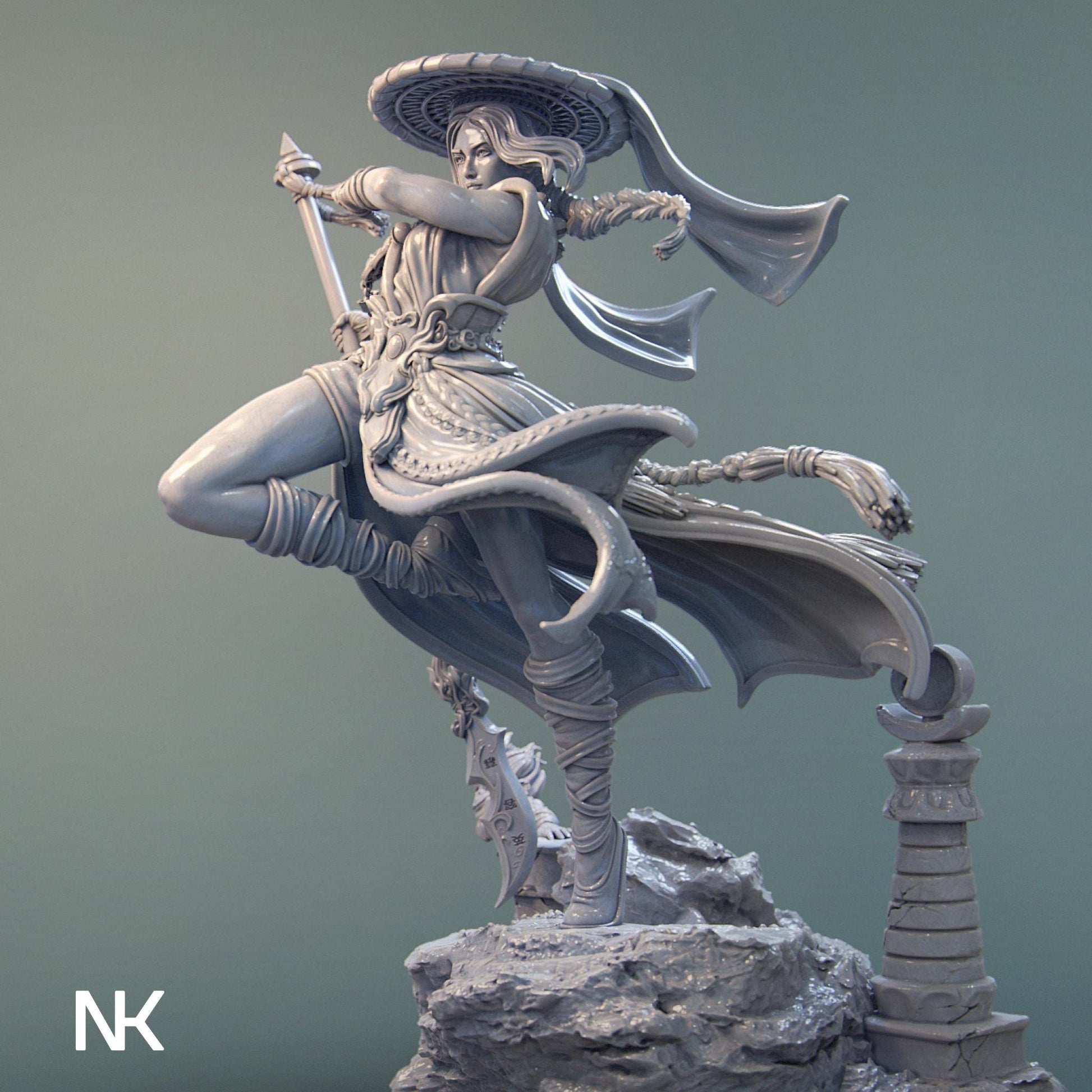Mu Ron Yin the Wind Master 慕容英 | Garage Resin Kit Statue | D&D TTRPG Fantasy Miniature | Nerikson